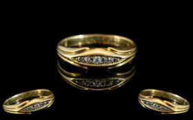 Antique Period 18ct Gold 5 Stone Diamond Set Ring, Gallery Setting.