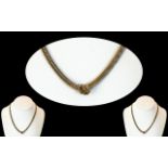 Ladies Attractive 9ct 2 Tone Gold Necklace with Excellent Clasp. Full Hallmark for 9.375. Weight 12.