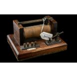 Early Crystal Radio Set, wooden base, measures 8" x 6".
