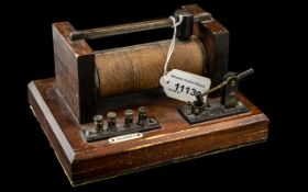 Early Crystal Radio Set, wooden base, measures 8" x 6".