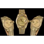 Rolex 18ct Gold - Ladies President Oyster Perpetual Day - Just Automatic Chronometer Wrist Watch.