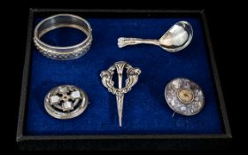 A Very Fine Collection of Assorted Vintage and Antique Sterling Silver Jewellery Items + Caddy