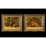 Royal Worcester Artist J.F.Smith Signed Pair of Fallen Fruits Paintings.