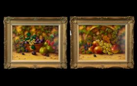 Royal Worcester Artist J.F.Smith Signed Pair of Fallen Fruits Paintings.