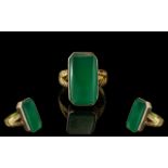 Antique Period - Superb 18ct Gold Green Jade Set Ring, Marked 18ct Gold to Interior of Shank.