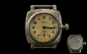 Rolex - Oyster Rolco 1920's Cushion Steel Cased Mechanical Watch. c.1920 - 1929.