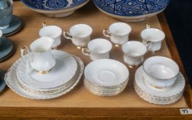 Royal Albert Val D'Or Bone China Tea Set, comprising six tea cups, seven saucers, six side plates,