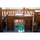 Leather Topped Twin Pedestal Desk, with central drawer,