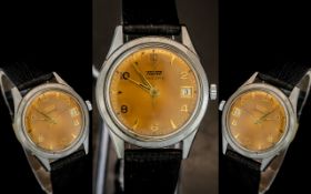 Tissot - Visodate 1960's Gents Steel Cased Mechanical Wrist Watch of Circular Form with Orange Dial,