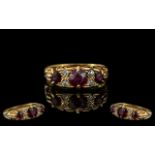 Antique Period Superb 18ct Gold - Attractive Ruby and Diamond Set Ring,