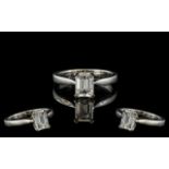 Ladies 18ct White Gold Single Stone Diamond Set Ring marked 750 to interior of shank.