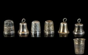 Collection of Novelty Sterling Silver Bells & Sterling Silver Thimbles, six in total,