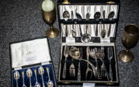 Set of Six Walker & Hall Silver Spoons, in fitted box, fully hallmarked,