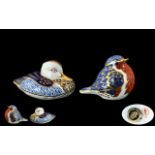 Royal Crown Derby Pair of Hand Painted Ceramic Figural Paperweights.