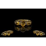 Ladies 9ct Gold Pleasing Citrine and Diamond Set Dress Ring full hallmark to interior lof shank The