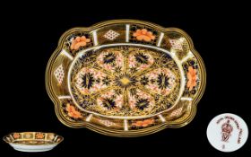 Royal Crown Derby Fine Hand Painted Imari Pattern Single Gold Band Dish of Small Proportions,