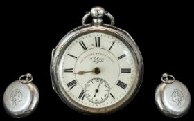 J.G. Graves The Arundel English Lever Key-wind Sterling Silver Open Faced Pocket Watch.