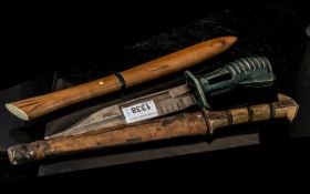 Collection of Three Knives, comprising an ethnic knife, a Japanese fishing knife,