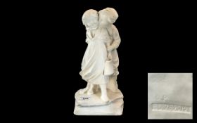 White Porcelain Figure Of a Boy & Girl,