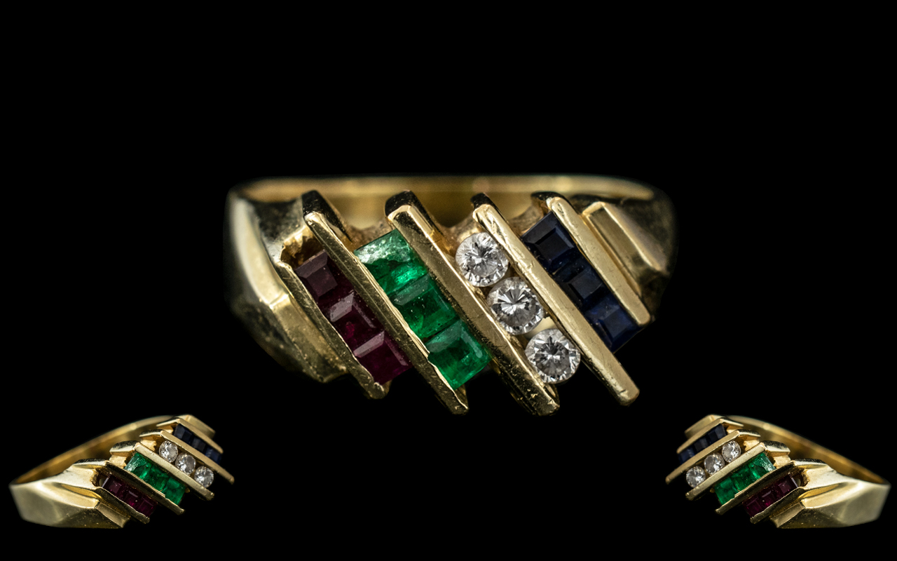 14ct Gold Ladies Attractive Multi-Stone