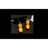 Butterscotch Amber Drop Earrings, double