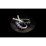 Sapphire Pair of J-Hoop Earrings, each e