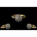 18ct Gold - Attractive Diamond Set Clust