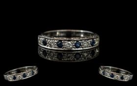 18ct White Gold Diamond and Sapphire Hal