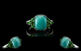 Amazonite and Russian Chrome Diopside Ri