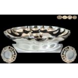 A Fine Quality Contemporary Sterling Silver Fruit Bowl of Large Proportions, Shaped and Frilled