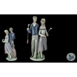 Lladro Hand Painted Porcelain Figure ' Golfing Couple ' Model No 1453. Issued 1983 - Retired. Height