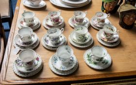 Royal Albert Bone China Cups & Saucers, From the ' Flowers of the Month Series ' Various Flower