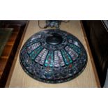 Large Tiffany Style Light Fitting in shades of blue, pink and lilac. Diameter approximately 22''.