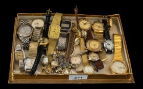 Large Collection of Watches, gentleman's and ladies, comprising bracelet straps, leather straps,