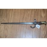 Military Interest - French Bayonet, named and dated 1878, 13'' length.