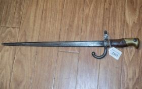 Military Interest - French Bayonet, named and dated 1878, 13'' length.