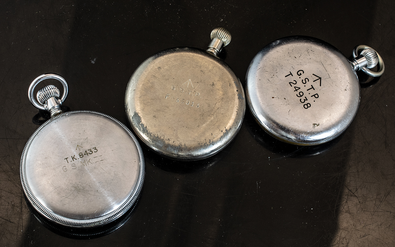 3 World War II - Military Watch Elgin - Steel Cased Stem Winding Military Issue Pocket Watch, With - Image 2 of 2