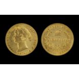 Queen Victoria 22ct Gold Bun Head Full Sovereign - Date 1870. Sydney Mint - Australia. Good