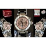 Cartier - Pasha Ladies Stainless Steel Bracelet Watch, Features a Pink Dial and Sapphire Crystal