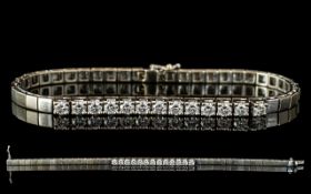 18ct White Gold - Stunning Diamond Set Bracelet. Full Hallmark for 750 - 18ct. The 13 Round Modern