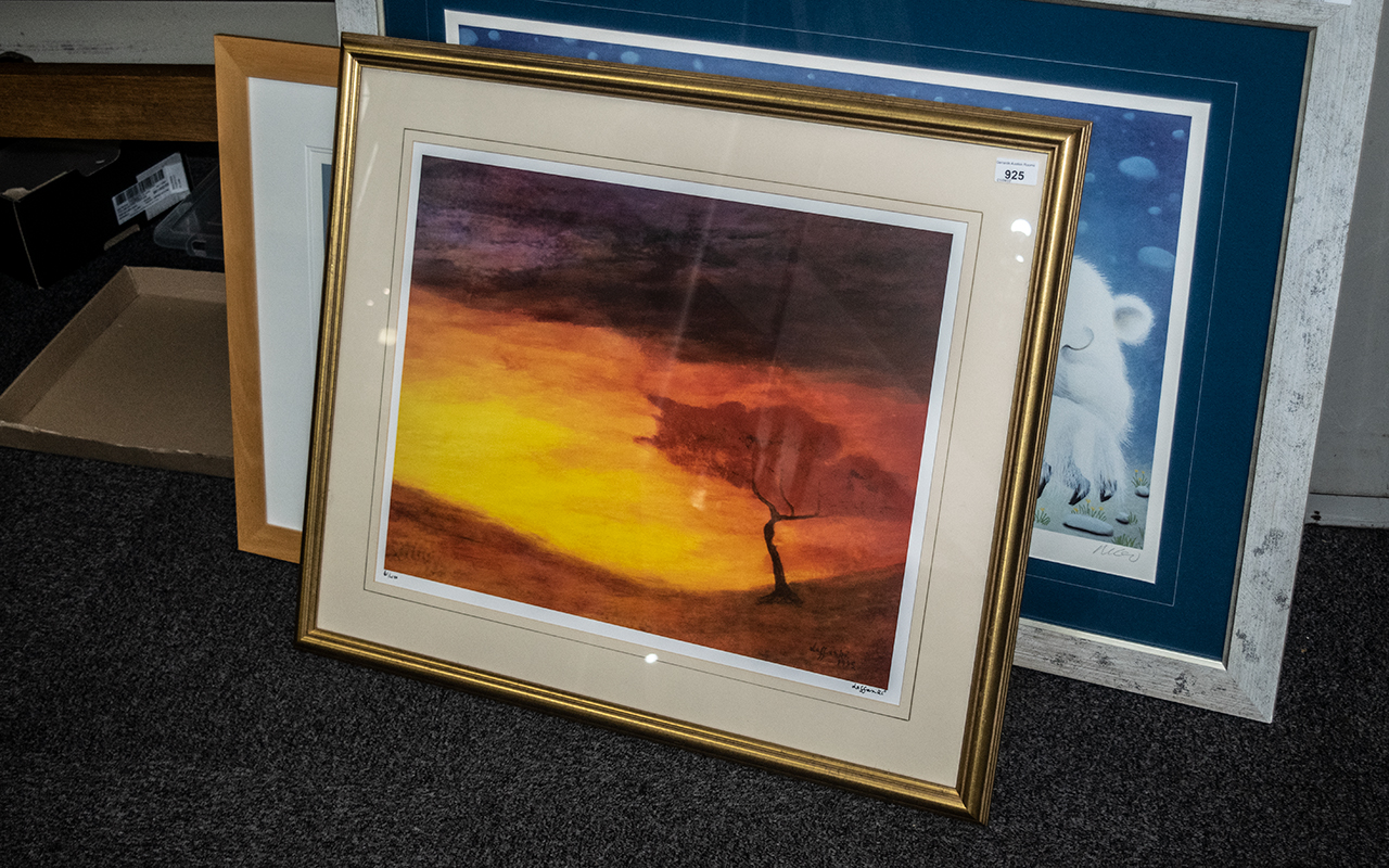 Laffanki 'Tree & Sunset', limited edition print No. 61/400, framed and glazed, image size 17'' x - Image 2 of 2