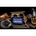 Box of Assorted Items. Comprises Vintage Glasses - Round, Blue Lenses In Box, Vintage Glasses -