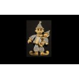 9ct Gold Diamond Set Moveable Clown Charm. Height 31 ml.