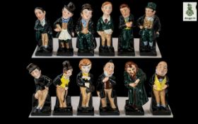 Royal Doulton - Early ' Dickens Series One ' 1949 - 1981 Set of 12 Small Hand Painted Ceramic