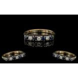 Ladies 9ct Gold Attractive Diamond and Sapphire Set Ring. Full Hallmark to Interior of Shank. Ring