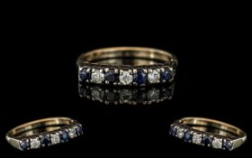 Ladies 9ct Gold Attractive Diamond and Sapphire Set Ring. Full Hallmark to Interior of Shank. Ring