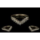 18ct Gold Diamond Wishbone Half Eternity Ring, set with 9 brilliant cut diamonds, ring size I, fully