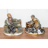 Two Capodimonte Figures, The Cobbler, signed and numbered to base, measures 9'' tall x 10'' wide,