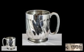 Edwardian Period Small Sterling Silver Cup with Large C Handle, Excellent Proportions. Hallmark