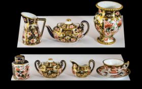 Royal Crown Derby Hand Painted Miniature Pieces ( 6 ) In Total. Date Marks for Early 19th Century.